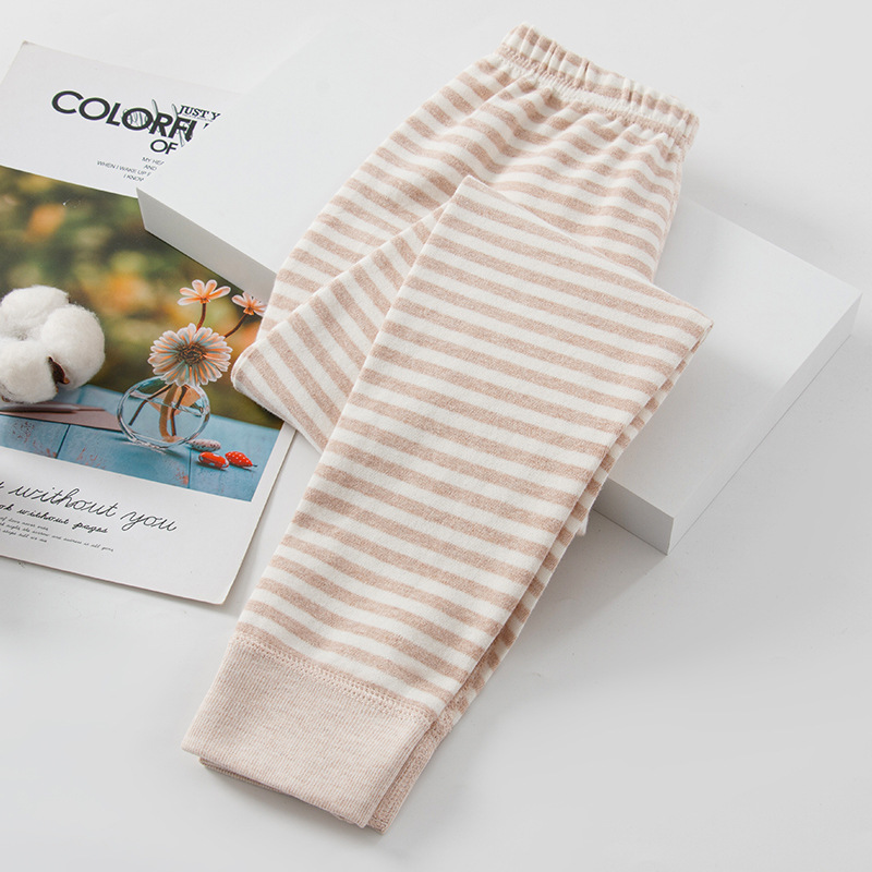 Ding-Shu Rong Colored Cotton Pants) Striped Brown