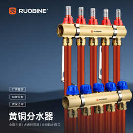 诺比利 黄铜分水器带流量计地暖智能分集水器套装全套家用地热
