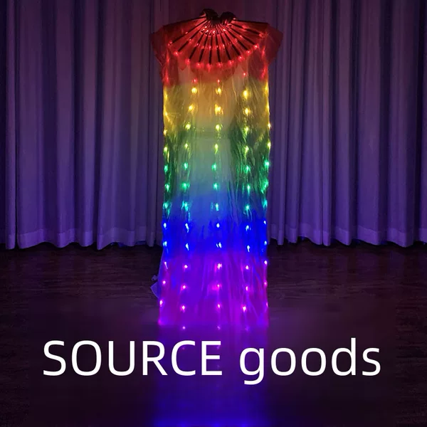 Luminous Led Fan Belly Dance Oriental Dance Bar Dance Hall Long Silk Fan Props Manufacturer Wholesale Direct Sales