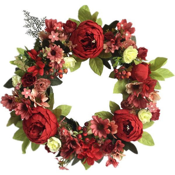 New European and American simulation peony flower ring door lintel…
