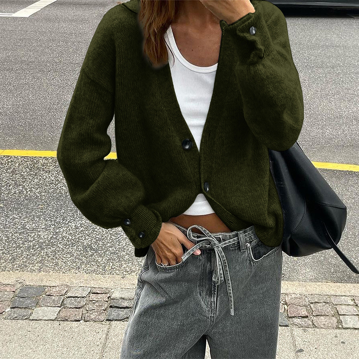 Kaikuo Europa y América de moda botones de lana de manga larga suéter multicolor ropa de mujer otoño / invierno 2025 Amazon