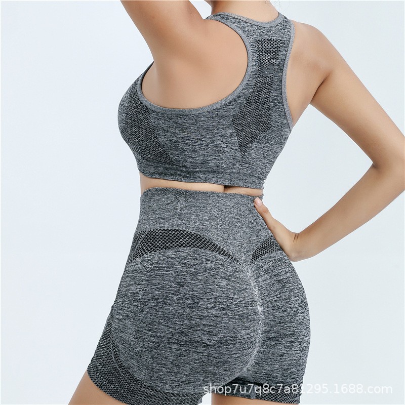 Comercio exterior transfronterizo chaleco deportivo de acondicionamiento de mujer cintura alta caderas belleza mel桃 hips yoga set deportivo