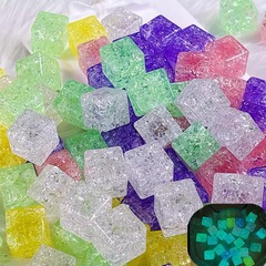 18mm爆花水晶仿真平面冰块方块DIY手工饰品配件材料彩色爆花冰裂