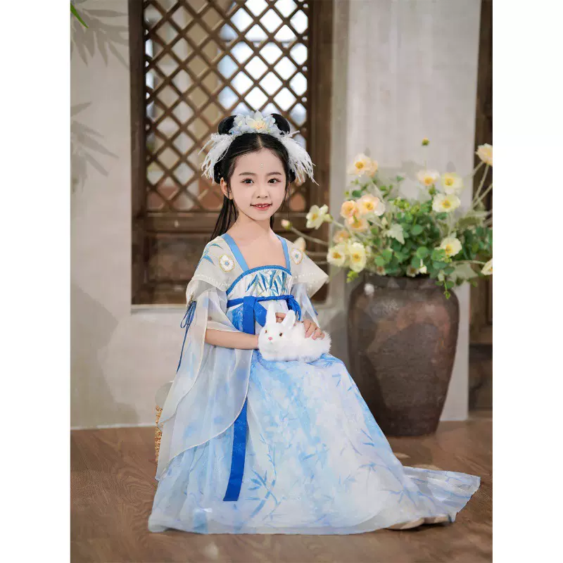 锦仙瑶2024疏影女童汉服襦裙古装儿童套装国风唐装民族风禅意