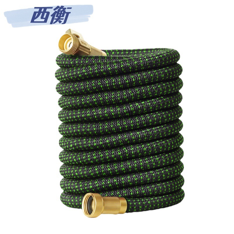 Water pipe 3 times telescopic water pipe garden garden watering flowers and vegetables magic hose high pressure car wash water pipe water gun black and green