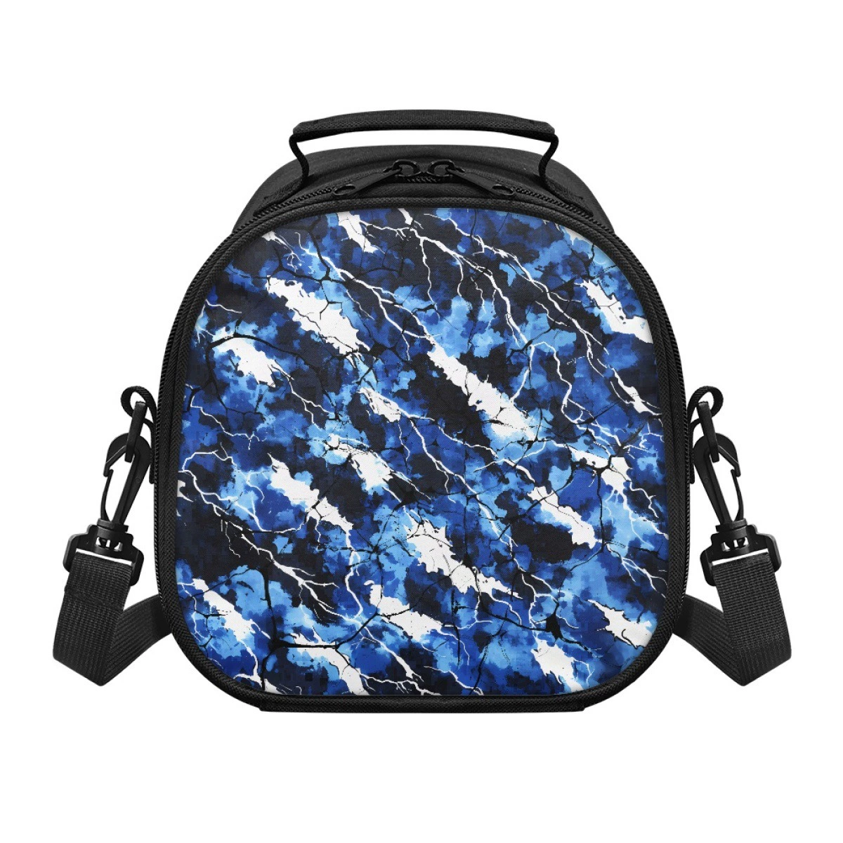 Tik Tok Горячая рекомендация, повседневный стиль, сумка для обеда, полиэстер, алюминиевая фольга, теплопередача, синий узор с трещинами, модный тренд