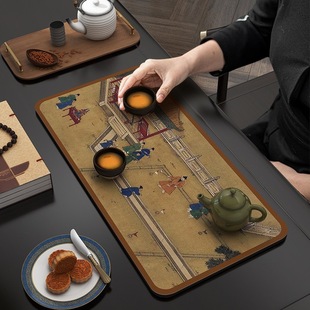 Tea Towel Large Tea Towel Tea Mat Zen Tea Cup Tablecloth Tea Tea Mat Absorbent Painted Tea Cloth Thickened Rag