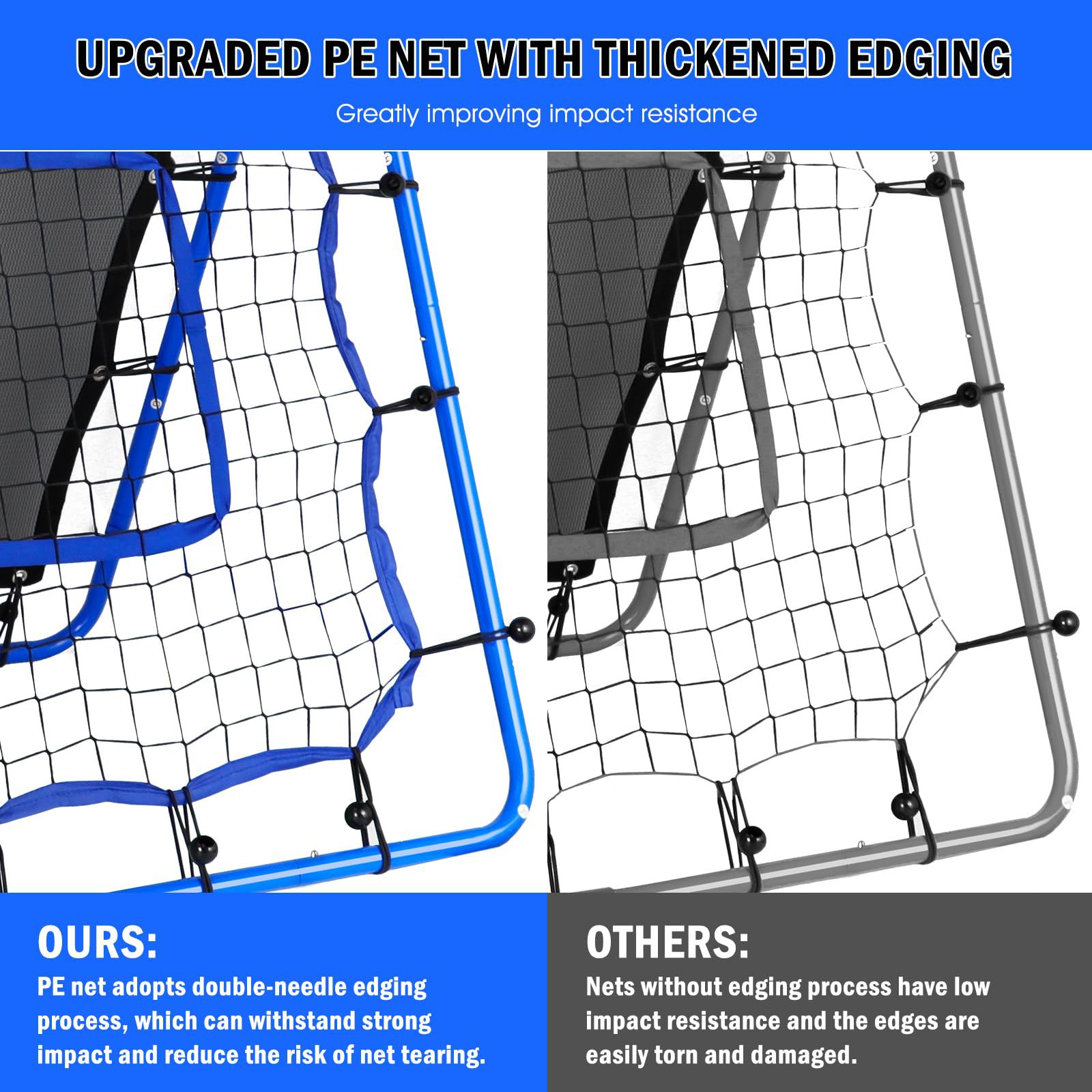 Entrenamiento de fútbol portátil al aire libre, red de rebote, práctica de softbol, red de rebote de rugby, engrosamiento, multifunción ajustable