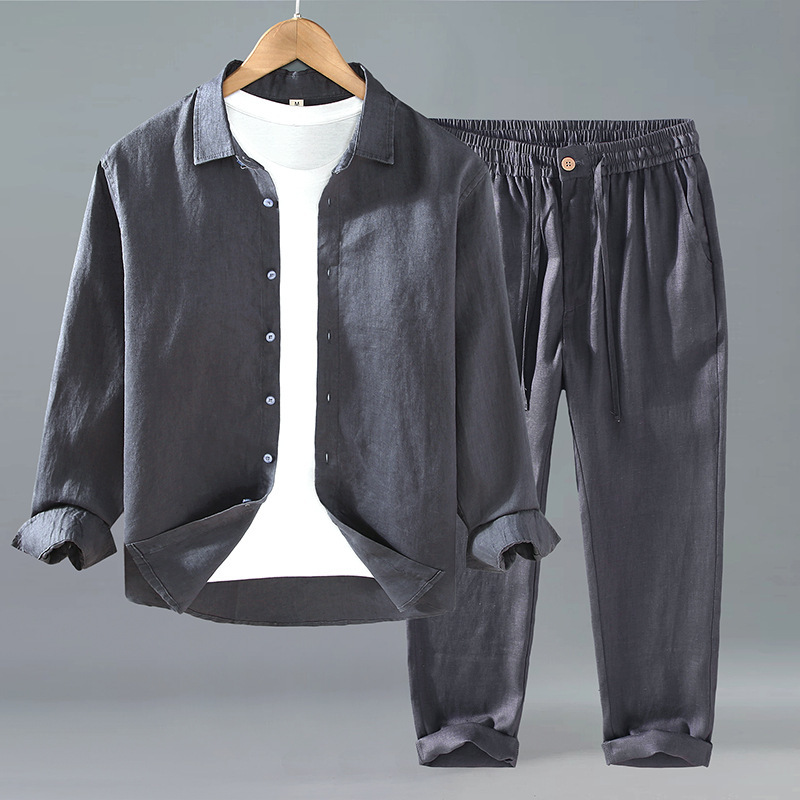 Pure Linen Suit Men's Shirt Spring and Summer Casual Shirt Large Size Loose Versatile Clothing Trendy One-Piece Dropshipping