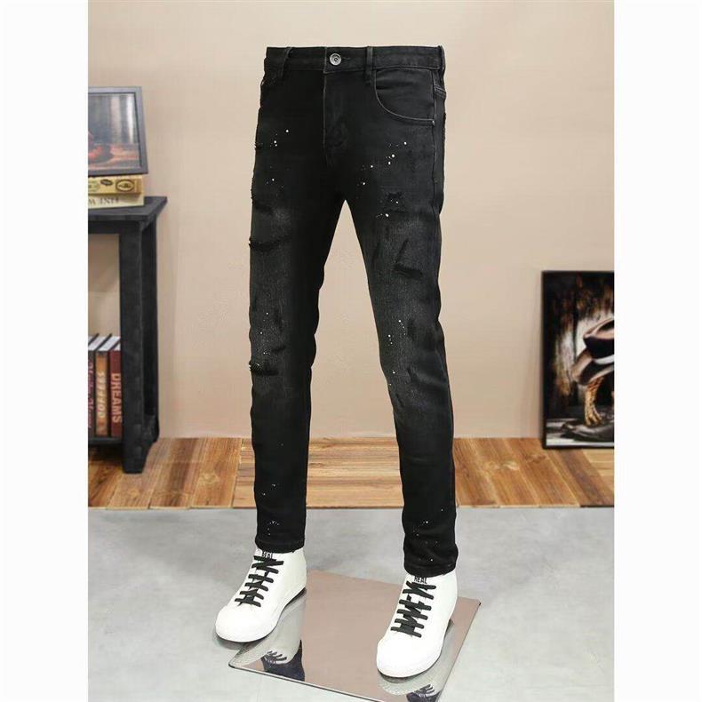 Men's Clothing Trendy Comfort Slim Fit Jeans Starry Sky Motif Casual Style Perfect For 2026 High Street Style_mkmklike.com