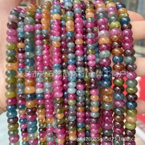 Optimized Tourmaline Abacus Beads, Chalcedony Colored Tourmaline Round Spacers, Loose Beads, Semi-Finished DIY Jewelry Accessories Wholesale
