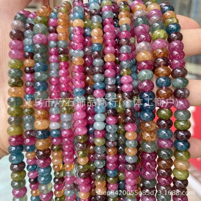 Optimized Tourmaline Abacus Beads, Chalcedony Colored Tourmaline Round Spacers, Loose Beads, Semi-Finished DIY Jewelry Accessories Wholesale (Zərgərlik ara hissələri) - optimized-tourmaline-24mm