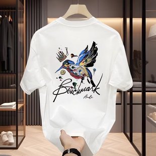 Heavy Cotton Short-sleeved T-shirt Casual Trendy Men's and Women's Summer Instagram Style All-match Round Neck Top Trendy All-match Men's Half-sleeve Top