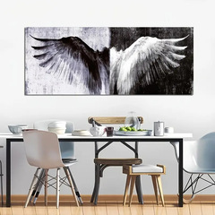 Cross-border modern black and white angel wings oil cloth painting living room sofa background wall canvas painting decor core