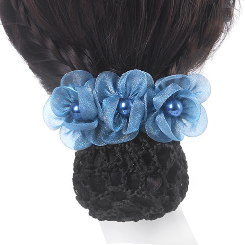 Feminine hair style professional Korean nurse stewardess bank hair accessories net pocket clip headdress removable hair net hair clip