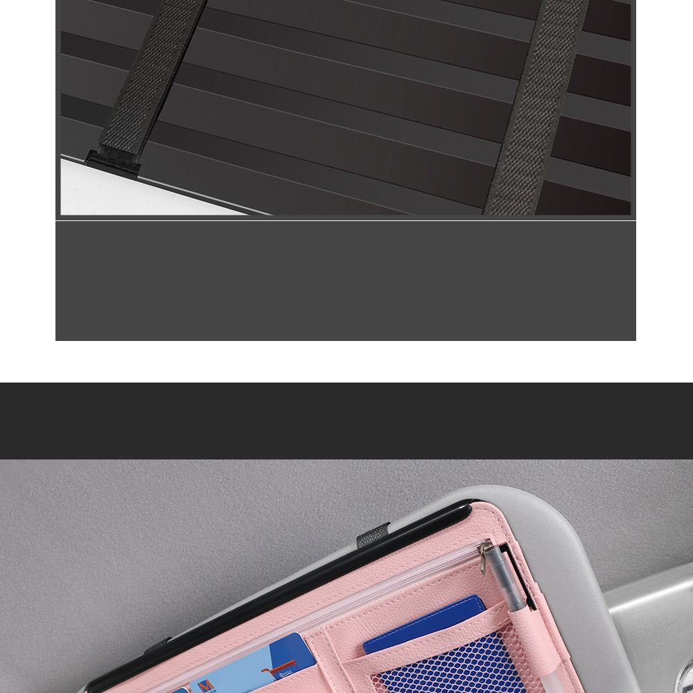 Car Sunshade Glasses Case, Document Receipt Holder, Car Rubber Frame Zipper, Multi-functional Card Bag Cosmetics Bag