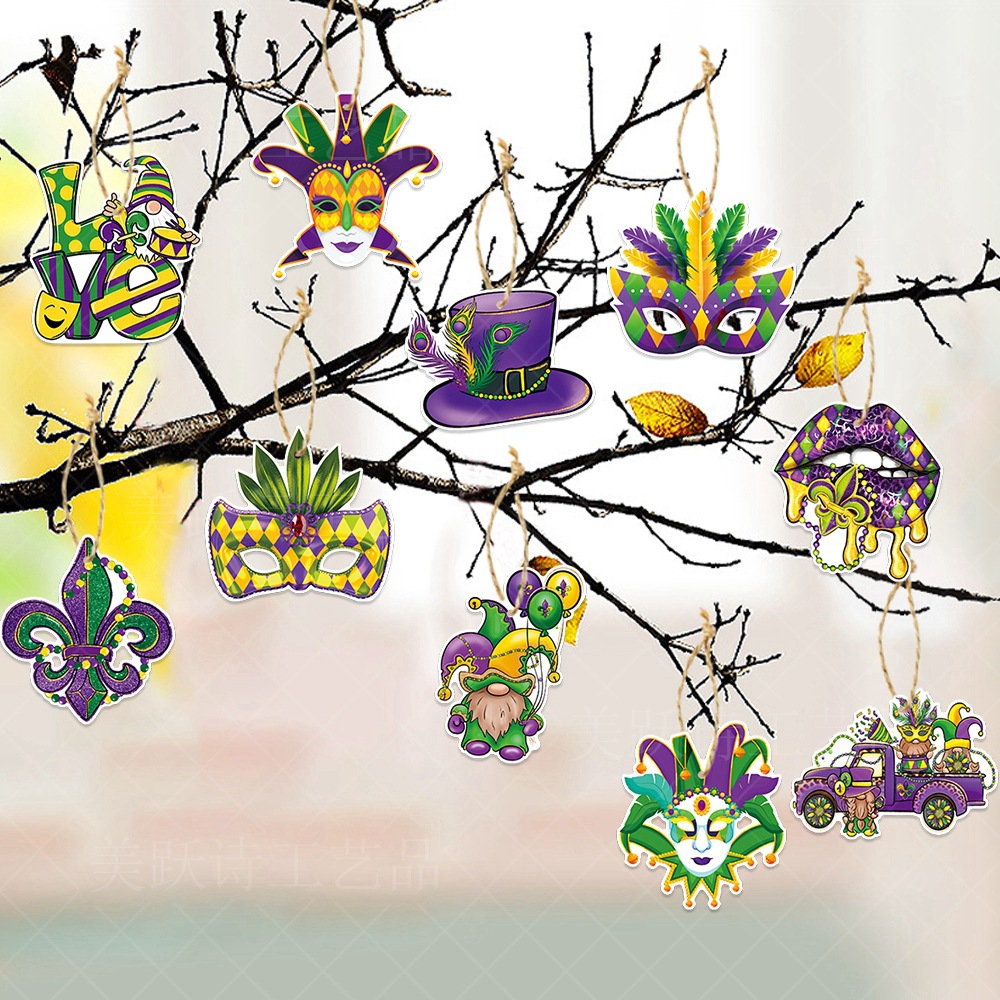 2024 carnaval decoración etiqueta MARDI GRAS colgante brasileño bola máscara atmósfera decoración suministros