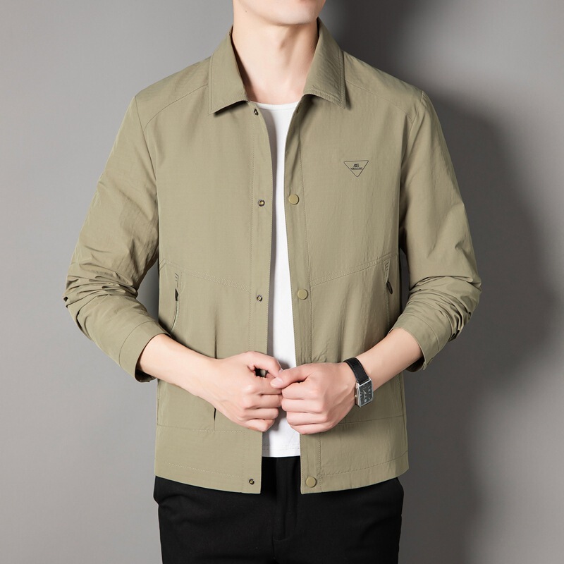 New lapel jacket light luxury simple business men's coat seersucker cloth cover versatile trendy clothing