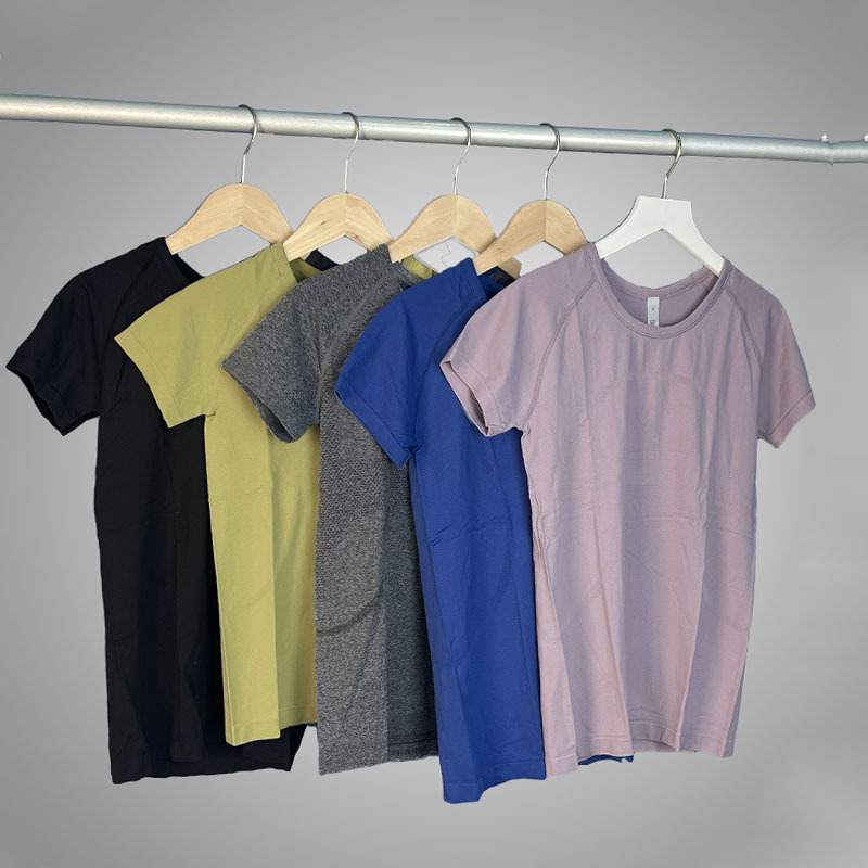 European and American new 2.0 yoga clothes sports quick-drying T shirt women's round neck high elastic band honeycomb yoga short sleeve top