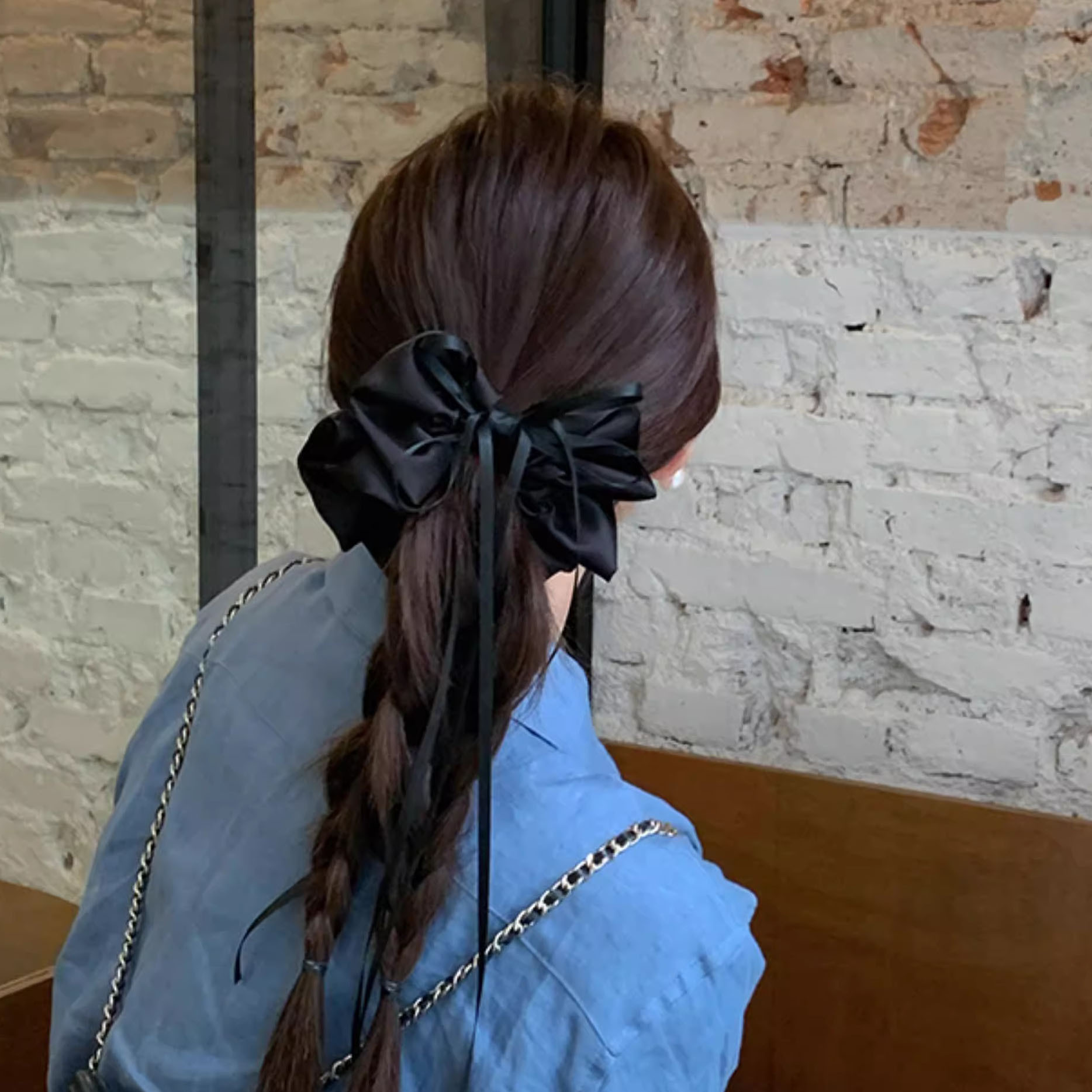 French-style Ballet Girl Cream Bow Tie, High-end Ponytail Scrunchie, Simple And Elegant Elastic Hair Accessory_voghion.com