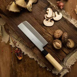 藤次郎日本切菜切水果厨房家用手工锻打斩切两用白纸钢薄刃菜刀