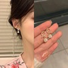 Earrings, retro brand silver needle from pearl, simple and elegant design, Korean style, silver 925 sample, internet celebrity