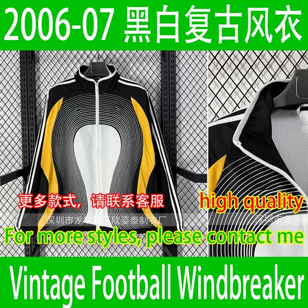 2006-07 Black and White Striped Pattern Retro Classic Windbreaker Vintage Football Windbreaker