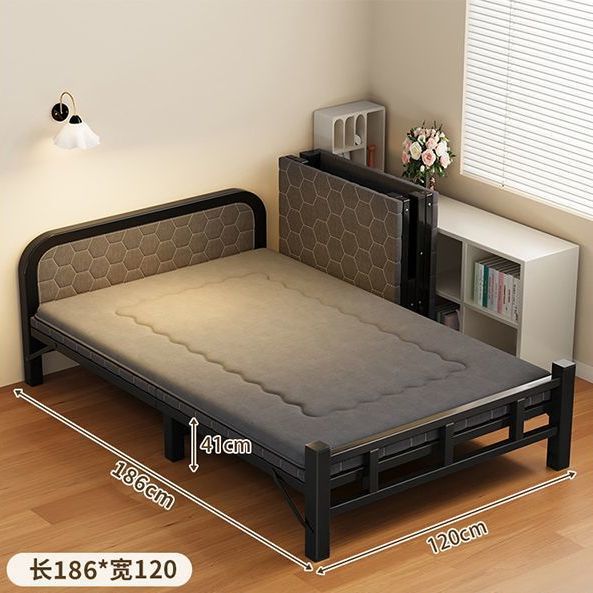 Folding Iron Bed, Cooling Mat, Cashmere Mattress, Companion Bed, Cashmere Mattress for Working Poor, Rental House Folding Bed