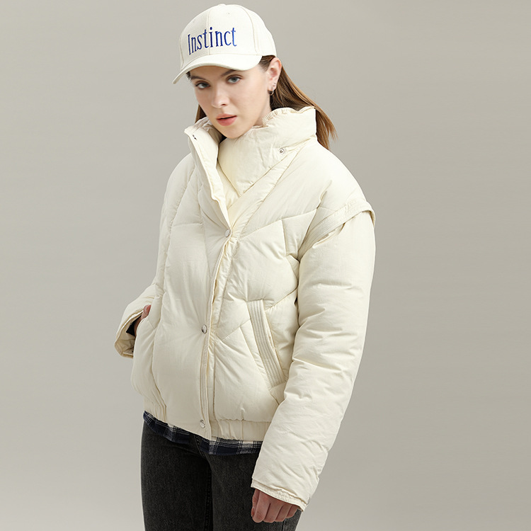 Chaqueta Acolchada Cuello Alto sin Capucha para Mujer de Poliéster