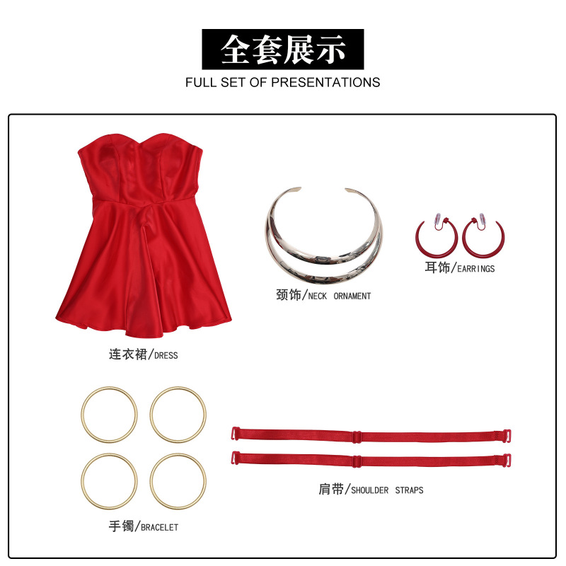 新吊带袜天使panty小红裙COS服装潘迪红色吊带裙二次元动漫c服|undefined