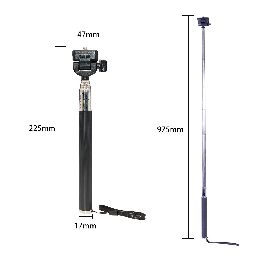 Cámara telescópica de mano selfie stick 19 pulgadas multi-color almacenamiento retráctil selfie stick Cámara deportiva selfie stick