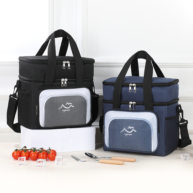 Bolsa de almuerzo de doble capa portátil bolsa de aislamiento térmico bolsa de picnic al aire libre bolsa de almuerzo transfronteriza para trabajadores de oficina con bolsa de comida