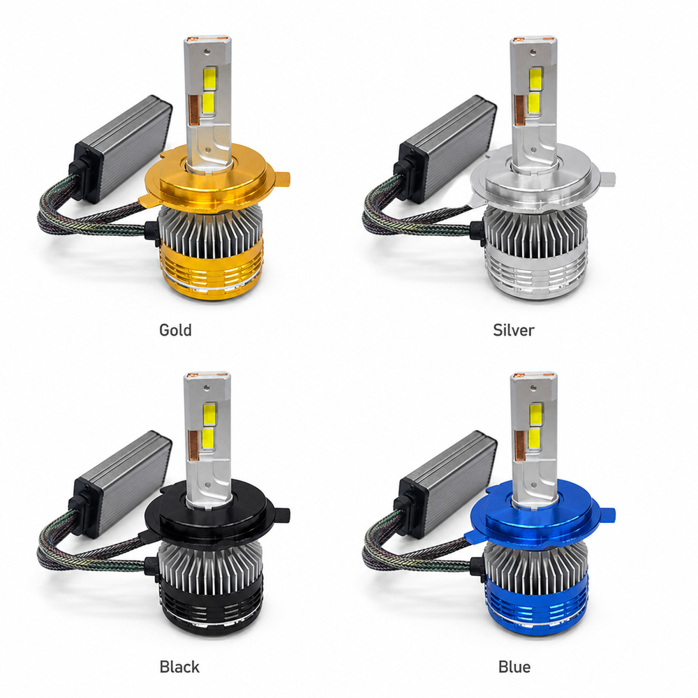 100W Three Copper Tube LED H13 9004 9007 H4 Bi-Beam LED Headlight Gold/Silver/Black/Blue Version