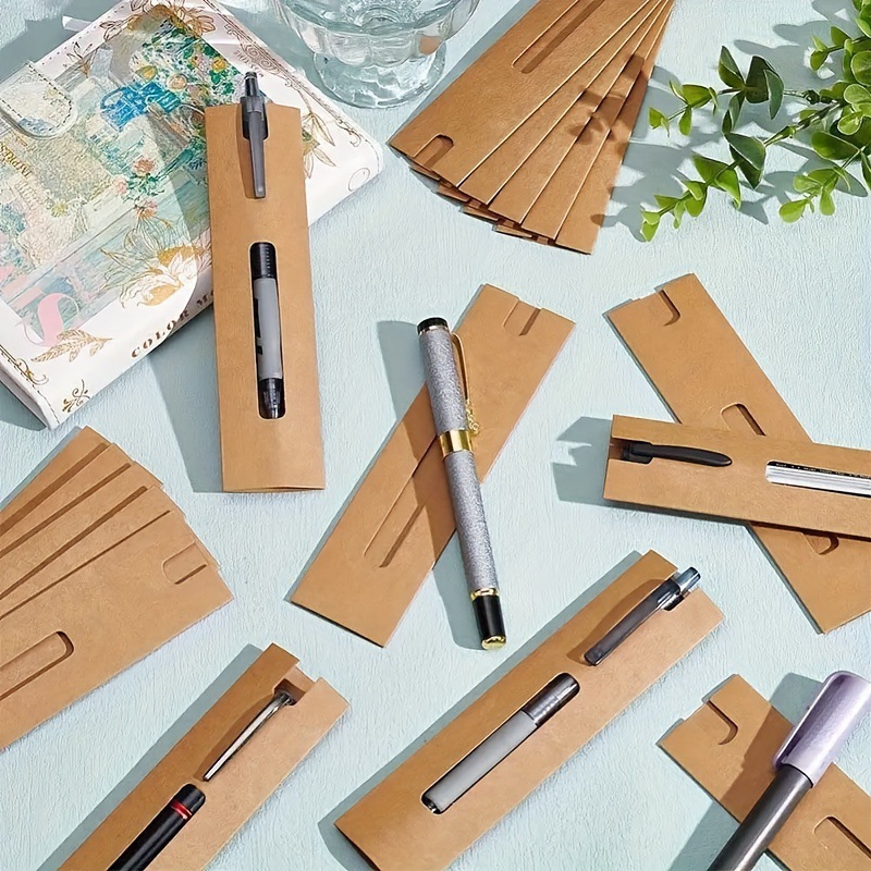 50 Pieces/Bundle Kraft Paper Sleeve for Gel Pens, Ballpoint Pens, and Fountain Pens, Paper Packaging Box, Cross-Border Paper Pen Bag