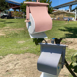 日韩户外悬挂纸巾架 便携卷筒纸巾挂袋 免打孔木棍厕纸架