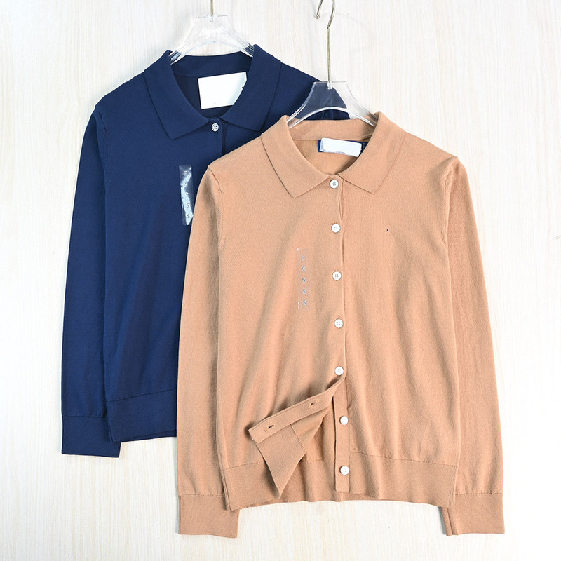 Siqi Women's Clothing 263/30 American Single Embroidery Commuter Cotton Thread Turn-Down Collar Buttoned Casual Long Sleeve Knit Sweater