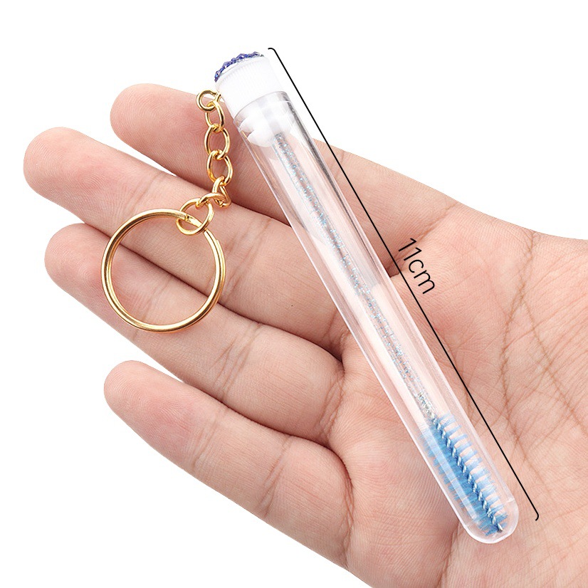 Wholesale transparent tube gold buckle with drill eyelash brush disposable grafting eyelash curl eyebrow brush crystal rod eyelash brush