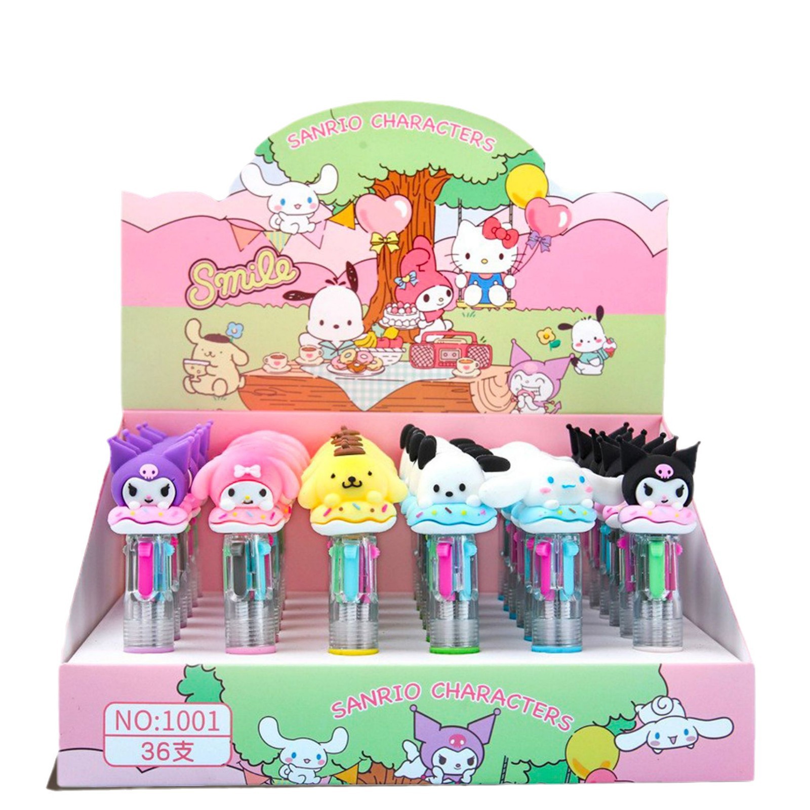 Nuevos dibujos animados pequeños bolígrafos de cuatro colores cuatro en uno bolígrafos portátiles bolígrafos de escritorio para estudiantes de primaria suministros de estudio