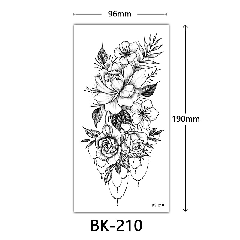 Tatuaje Temporal de Flores Boceto de Papel de Transferencia al Agua, Impresión por Transferencia de Agua, para Cuerpo image 216