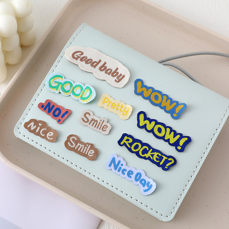 英文织唛卡通布标手工DIY头饰发夹背贴娃衣服帽子宠物衣服装饰标