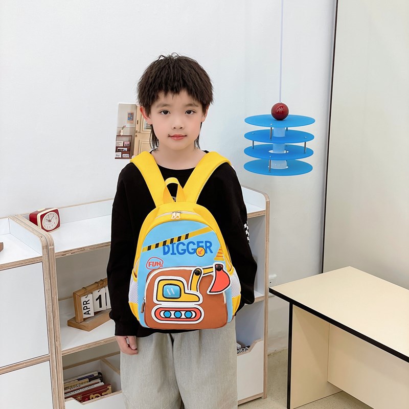 Kindergarten bebé mochila escolar dibujos animados lindo excavadora niños y niñas mochila 2025 nuevo bolso para niños de comercio exterior