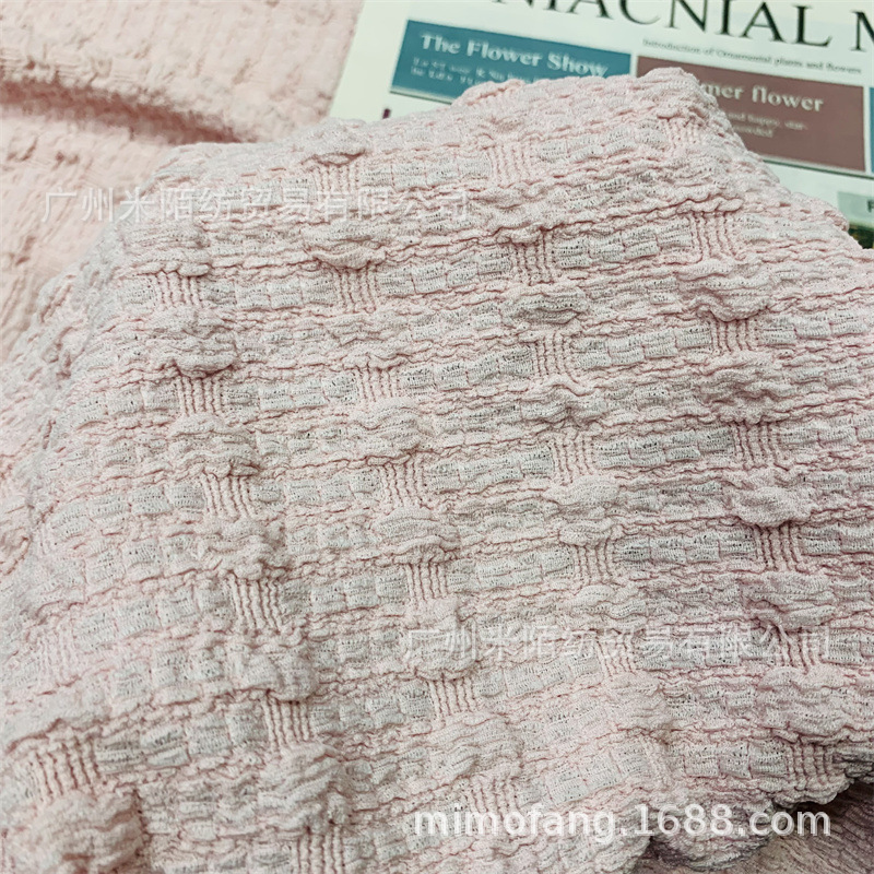 弹力泡泡针织提花面料泳衣连衣裙打底衫皱皱布蕾丝提花布料衣料