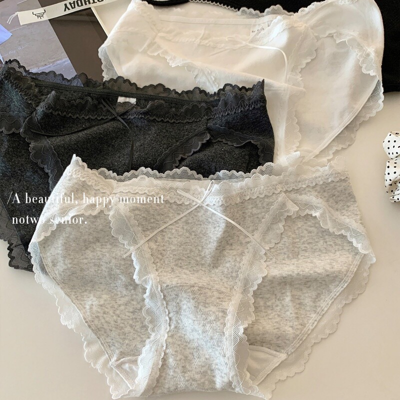 Purely sensual lace-trimmed women's panties, pure cotton, high slit, comfortable, thin, sexy, low-rise, pure cotton crotch briefs Purely sensual lace-trimmed women's panties, pure cotton, high slit, comfortable, thin, sexy, low-rise, pure cotton crotch briefs