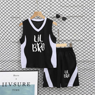 Children's Sportswear Suit, Boy's Summer Vest, Shorts, Two-Piece Mesh Casual Clothing, Student Basketball Uniform, Trendy