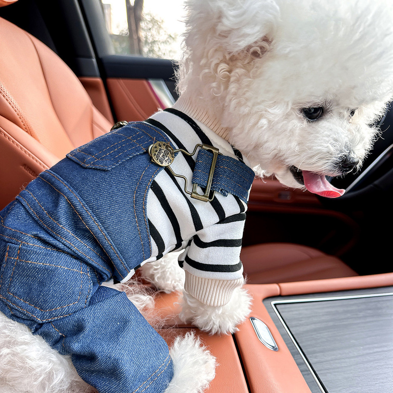 スポットクロスボーダー人気ペット子犬猫服ソースファクトリー春秋カジュアルストライプクラシックオーバーオール|undefined