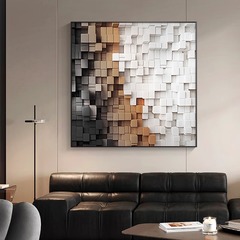 高度な 3D 立体幾何学ソファ背景壁装飾絵画正方形レストラン吊り絵画現代抽象リビングルーム壁画