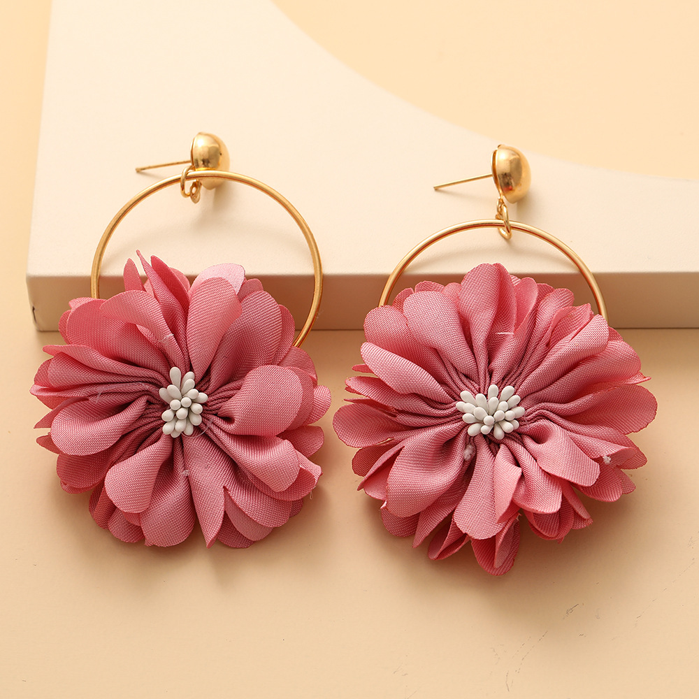 New Fashion Multi-layer Chiffon Cloth Lace Flower Earrings display picture 13