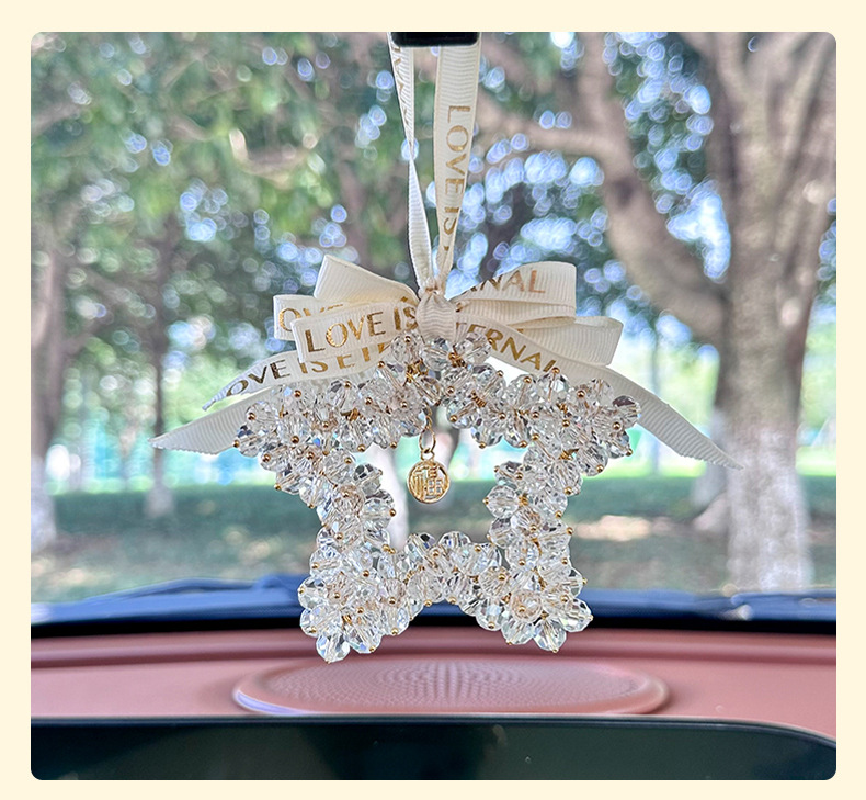 New car pendant Crystal five-pointed star Car Rearview mirror decoration car pendant creative decoration car pendant