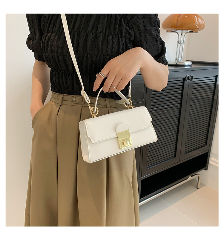 422g Weight Lock Fashion Element Lock clasp Closure Type Single Shoulder Strap Strap Type Square Bag Bags Type Daily, Street Occasion Pu Leather Material Solid Color Pattern All Seasons Season Women's Gender Elegant, Streetwear Style Square Shape Small Size Women's Small Pu Leather Solid Color Elegant Streetwear Lock Square Lock Clasp Square Bag 3