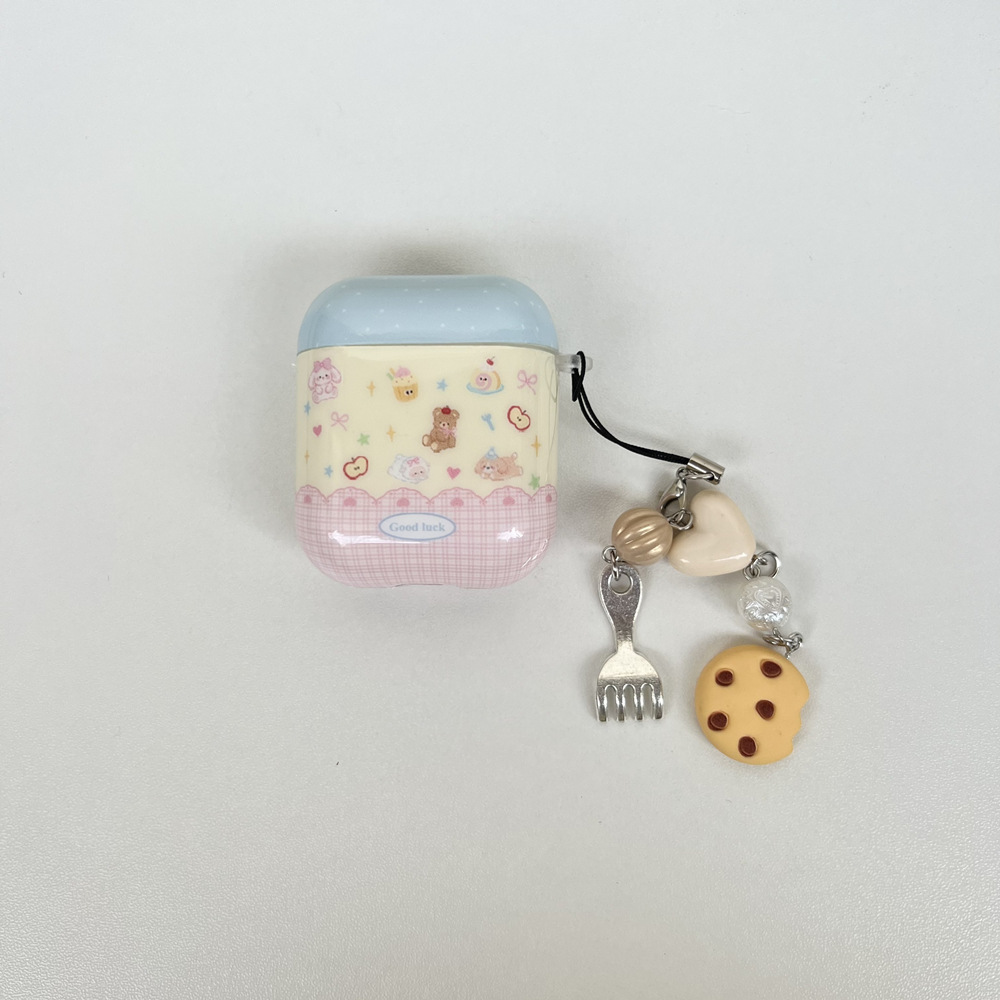 Cute Cartoon Cake Bear para AirpodsPro2 generación colgante airpods1/2 carcasa para auriculares 3 generación 4 mujeres